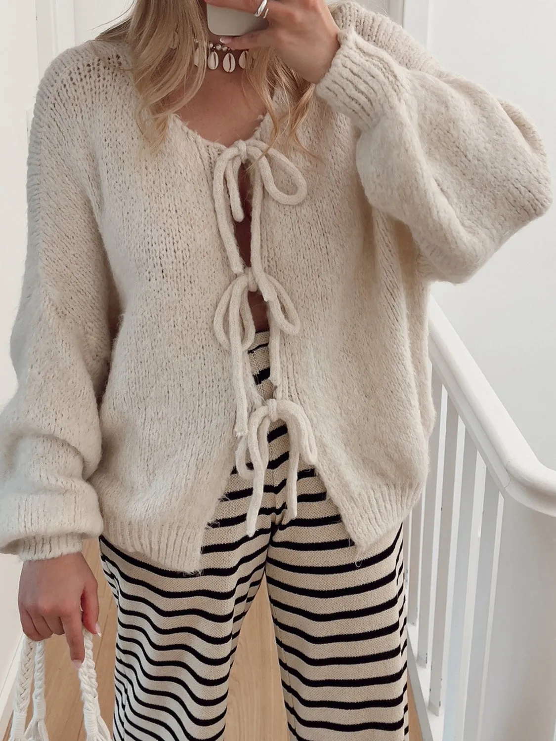 🌟 Tied Long Sleeve Dropped Shoulder Cardigan 🌟