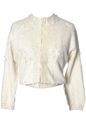 1950's Winter White Beaded Sweater McMullen