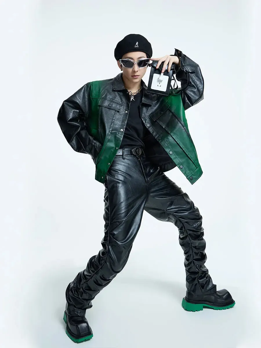 【23s September.】Dyed PU Punk Jacket  Leather Pants