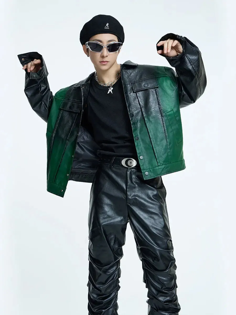 【23s September.】Dyed PU Punk Jacket  Leather Pants