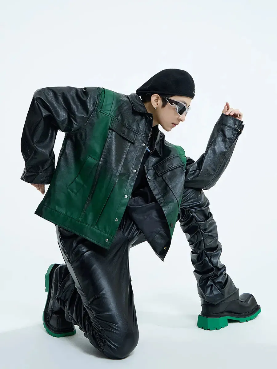 【23s September.】Dyed PU Punk Jacket  Leather Pants