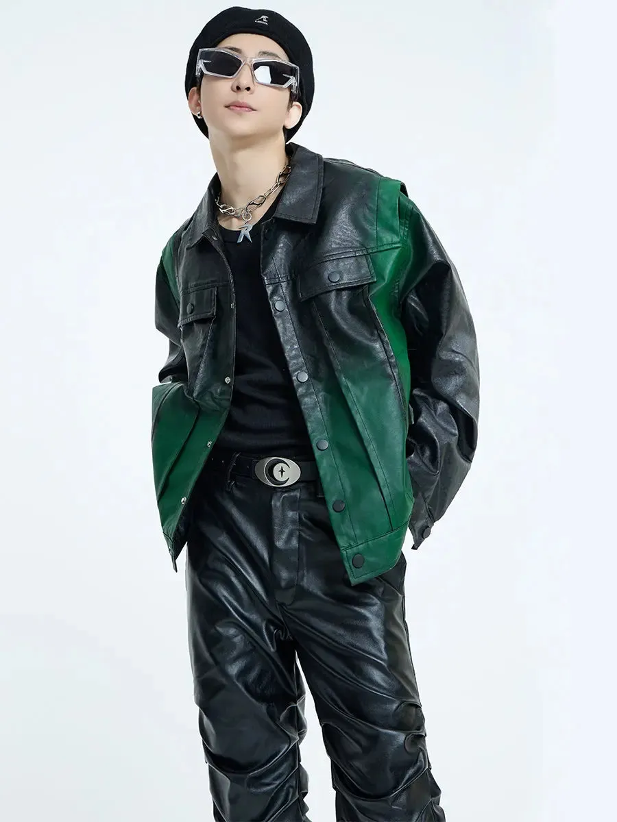 【23s September.】Dyed PU Punk Jacket  Leather Pants