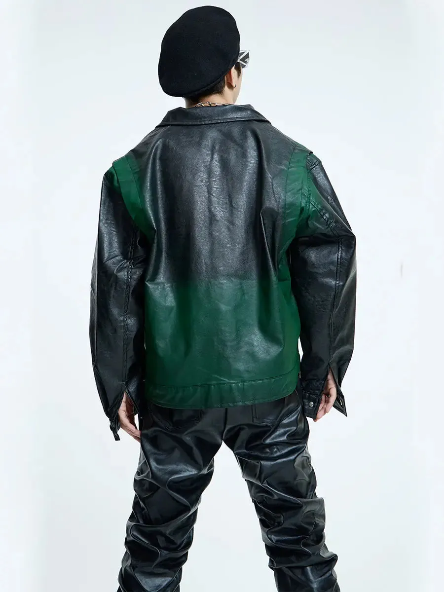 【23s September.】Dyed PU Punk Jacket  Leather Pants