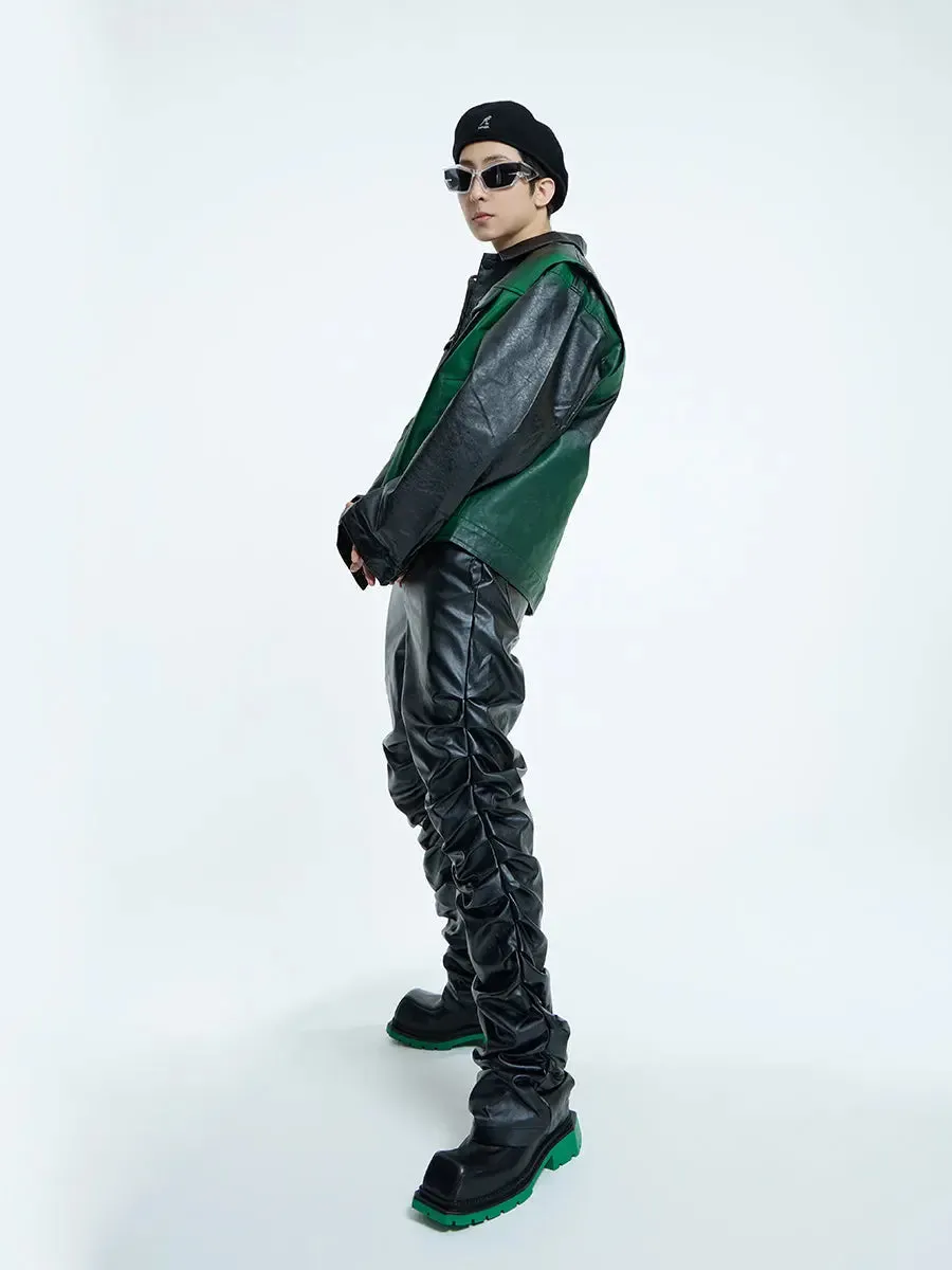 【23s September.】Dyed PU Punk Jacket  Leather Pants