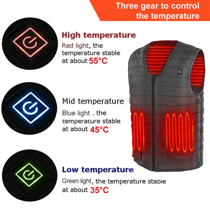 3XL USB Heated Electric Vest, Water-Resistant, Unisex