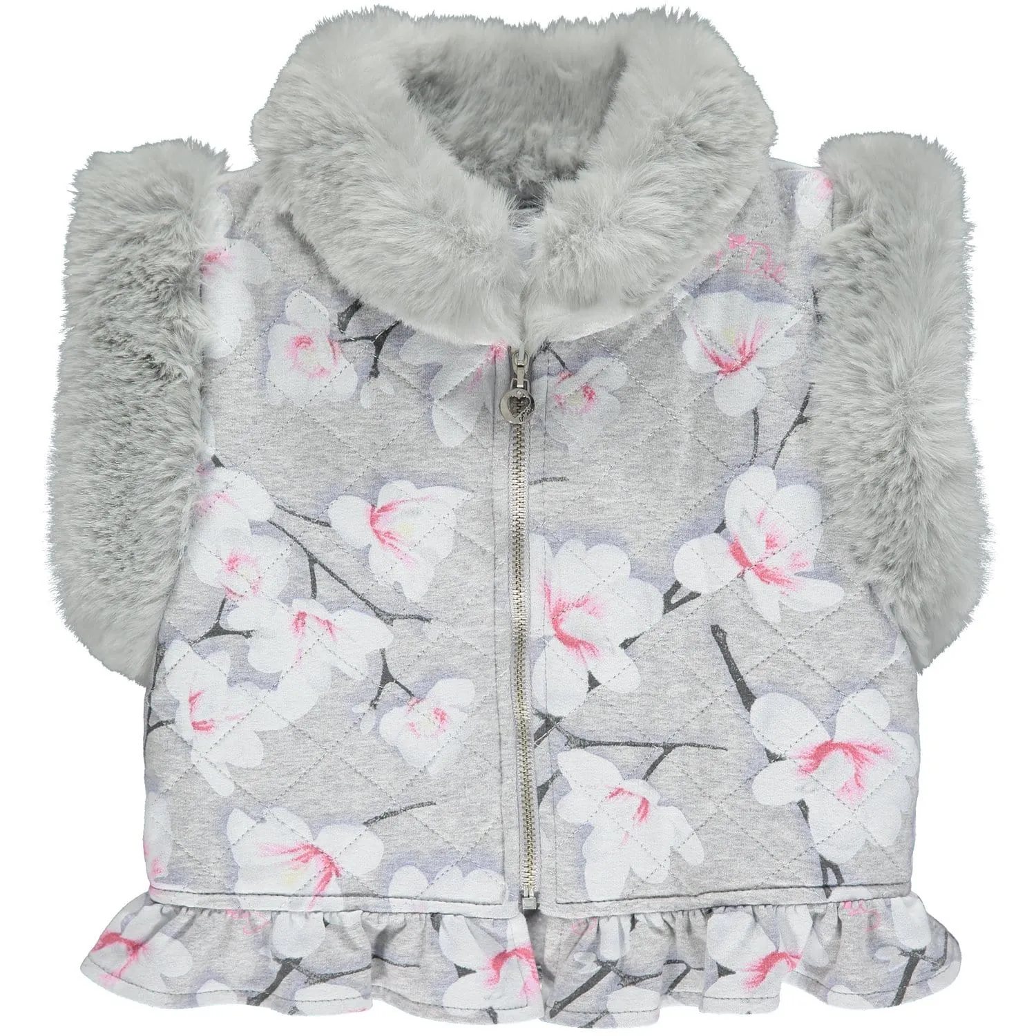 A DEE - Magnolia Faux Fur Trim Gilet - Grey