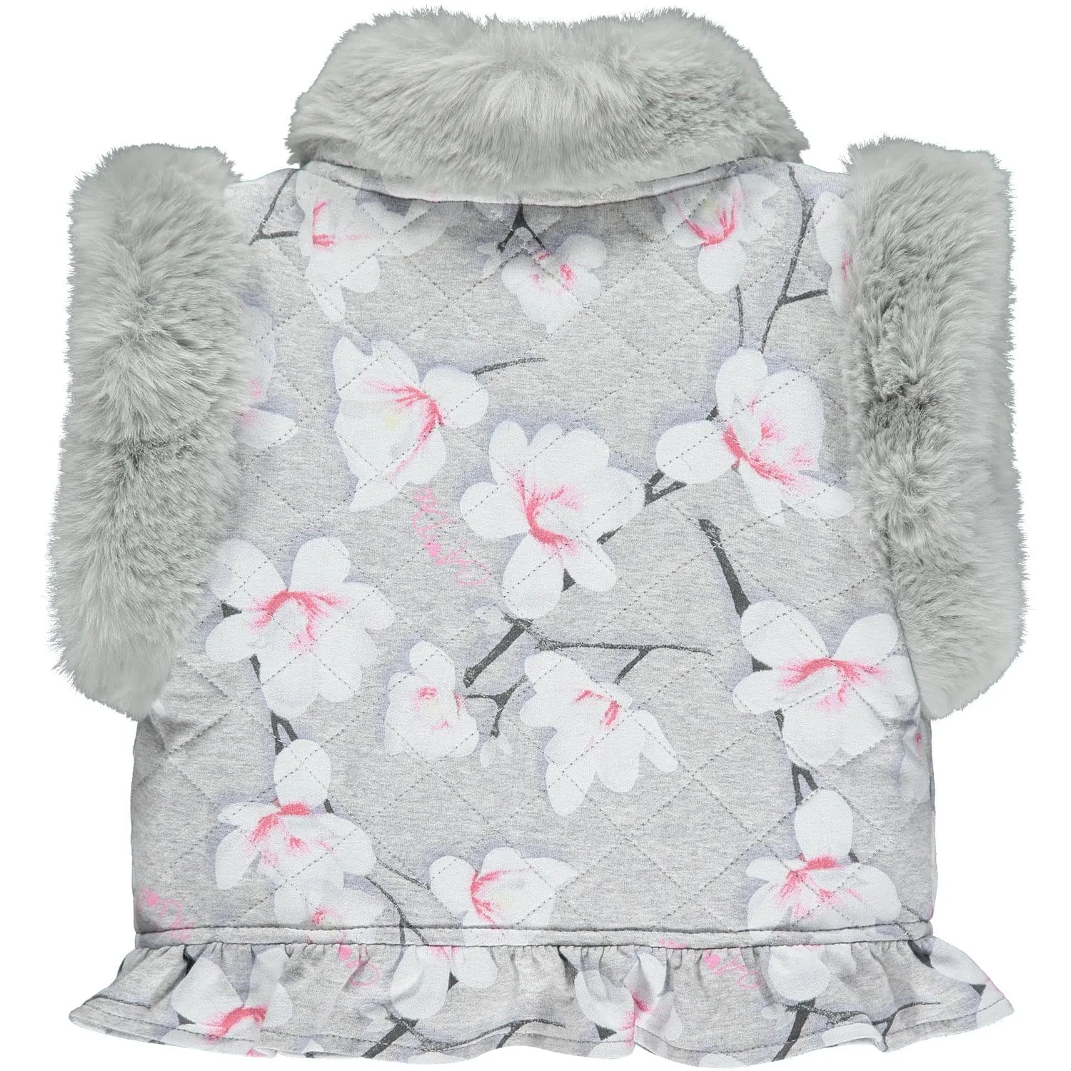 A DEE - Magnolia Faux Fur Trim Gilet - Grey