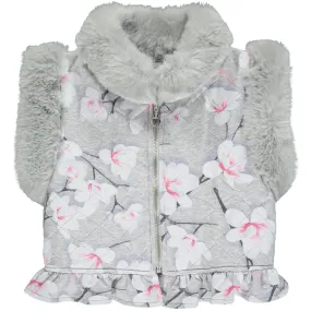 A DEE - Magnolia Faux Fur Trim Gilet - Grey