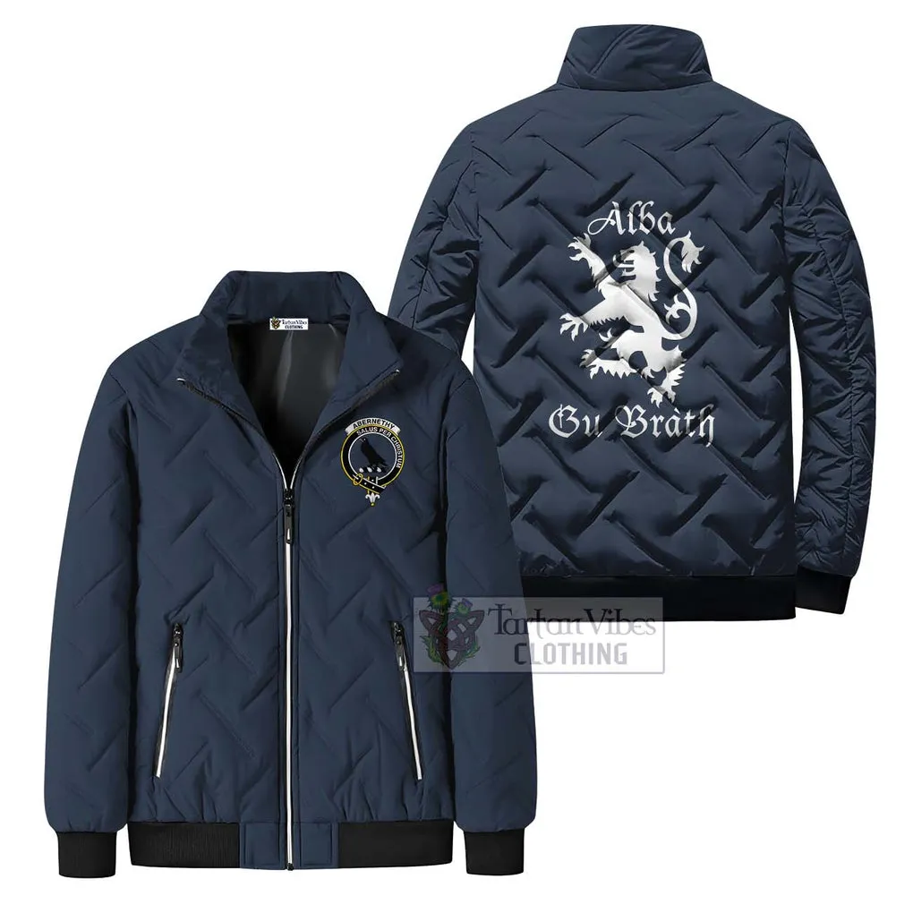 Abernethy Family Crest Padded Cotton Jacket Lion Rampant Alba Gu Brath Style