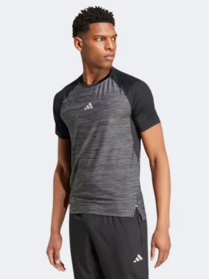 Adidas Gym Plus 3 Stripes Men Training T-Shirt Black Melange