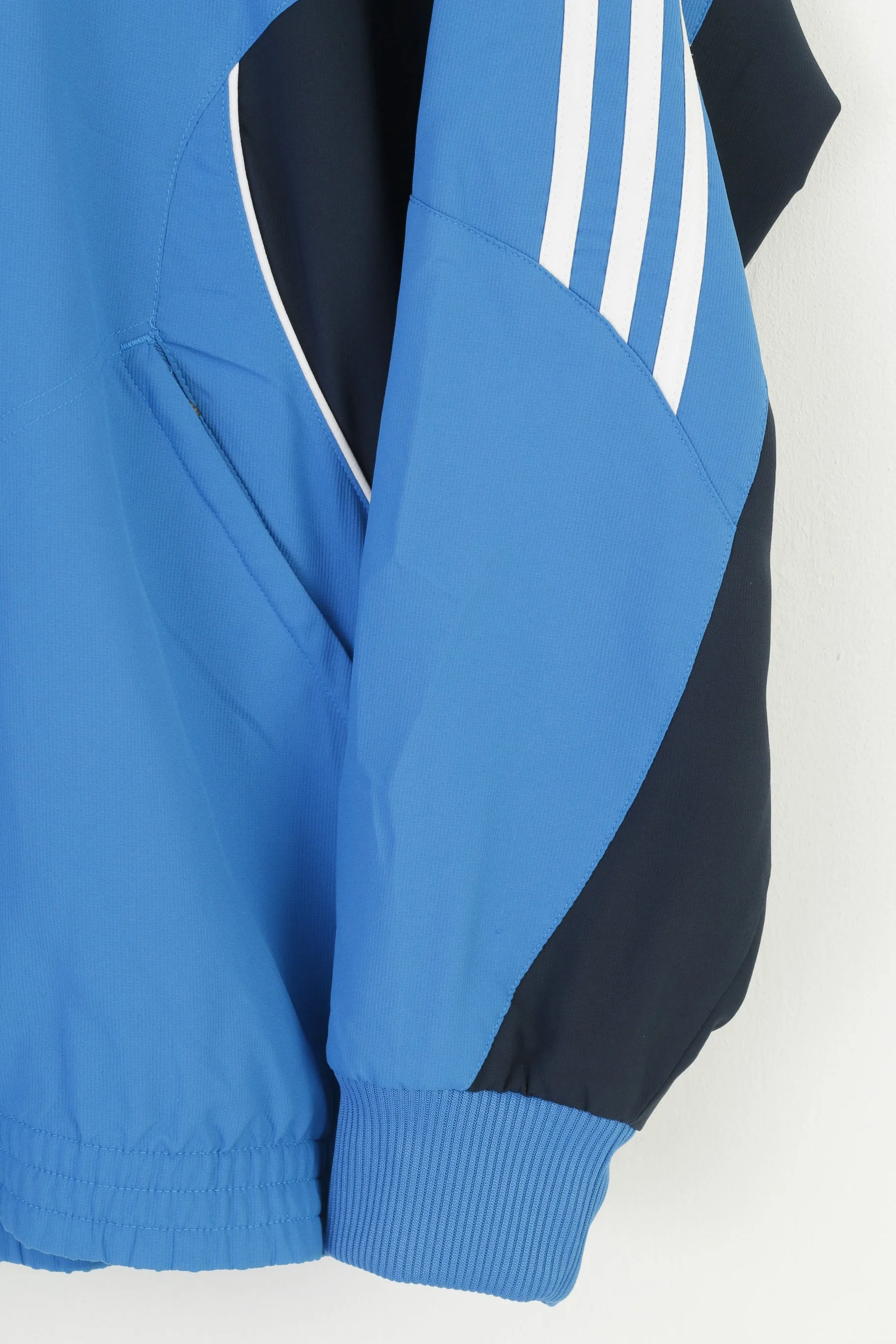 Adidas Men 38 40 174 M Jacket Blue Vintage Full Zipper Lightweight Sportswear Top