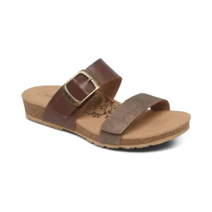 Aetrex Women's Daisy Adjustable Slide Brown SC542