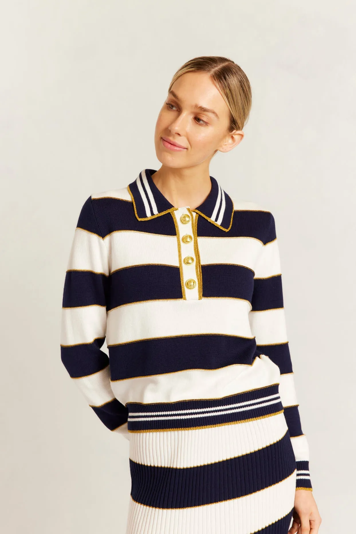 Amalfi Polo Sweater in Navy