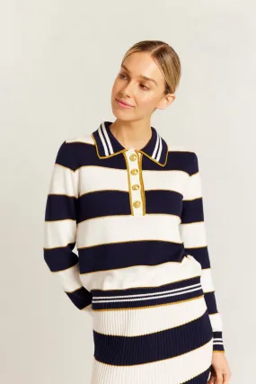 Amalfi Polo Sweater in Navy