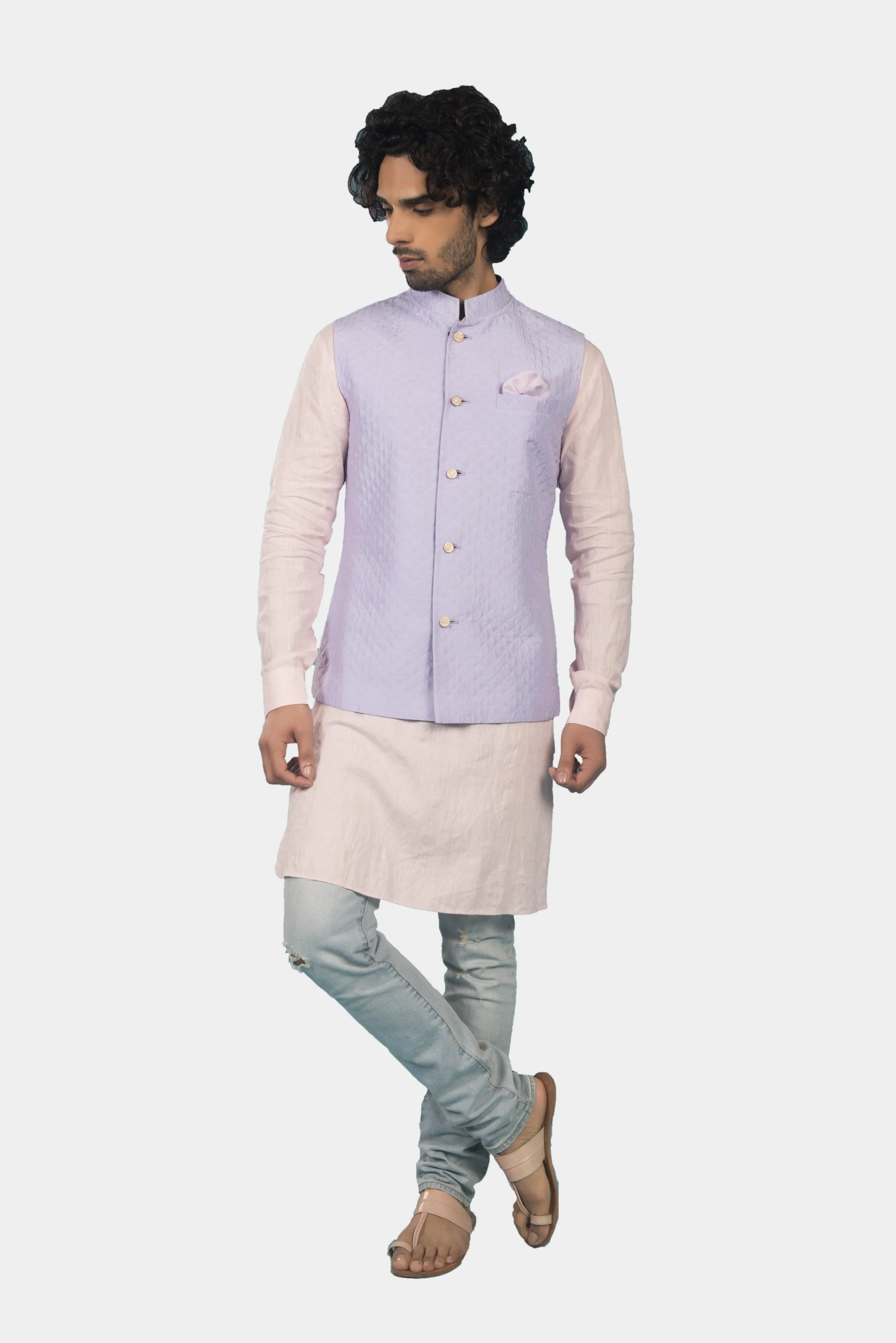 Amil purple quilted bandhi jacket with pant