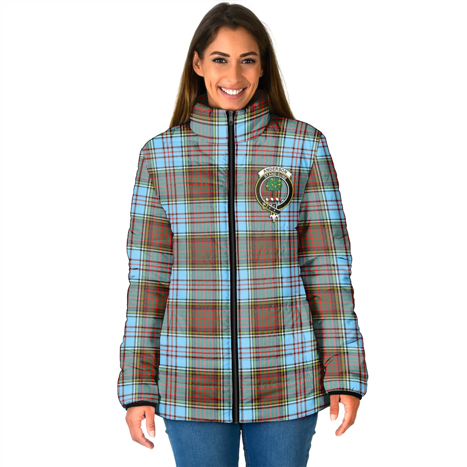 Anderson Ancient Tartan Padded Jacket with Family Crest