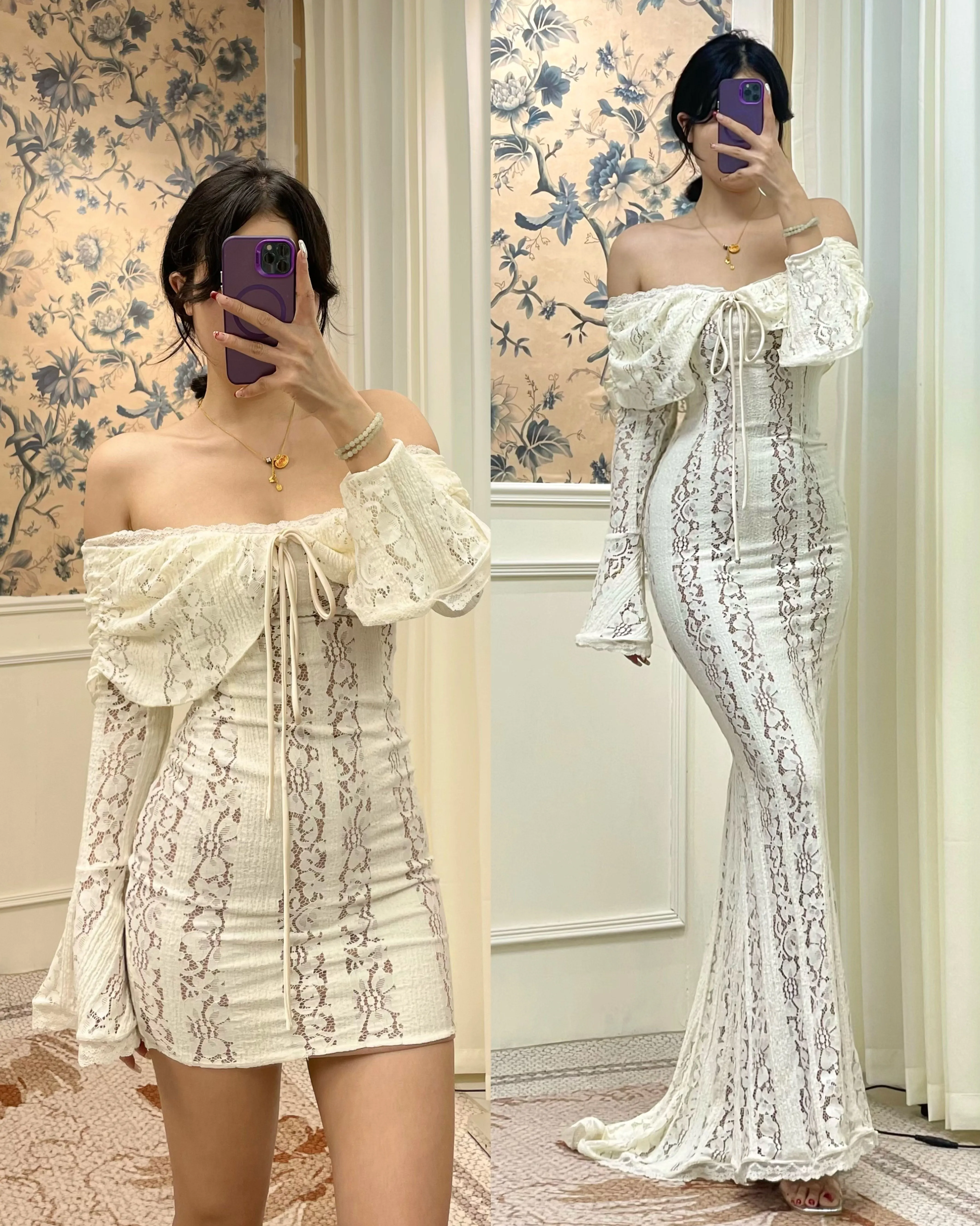 Angelee Off-Shoulder Lace Dress