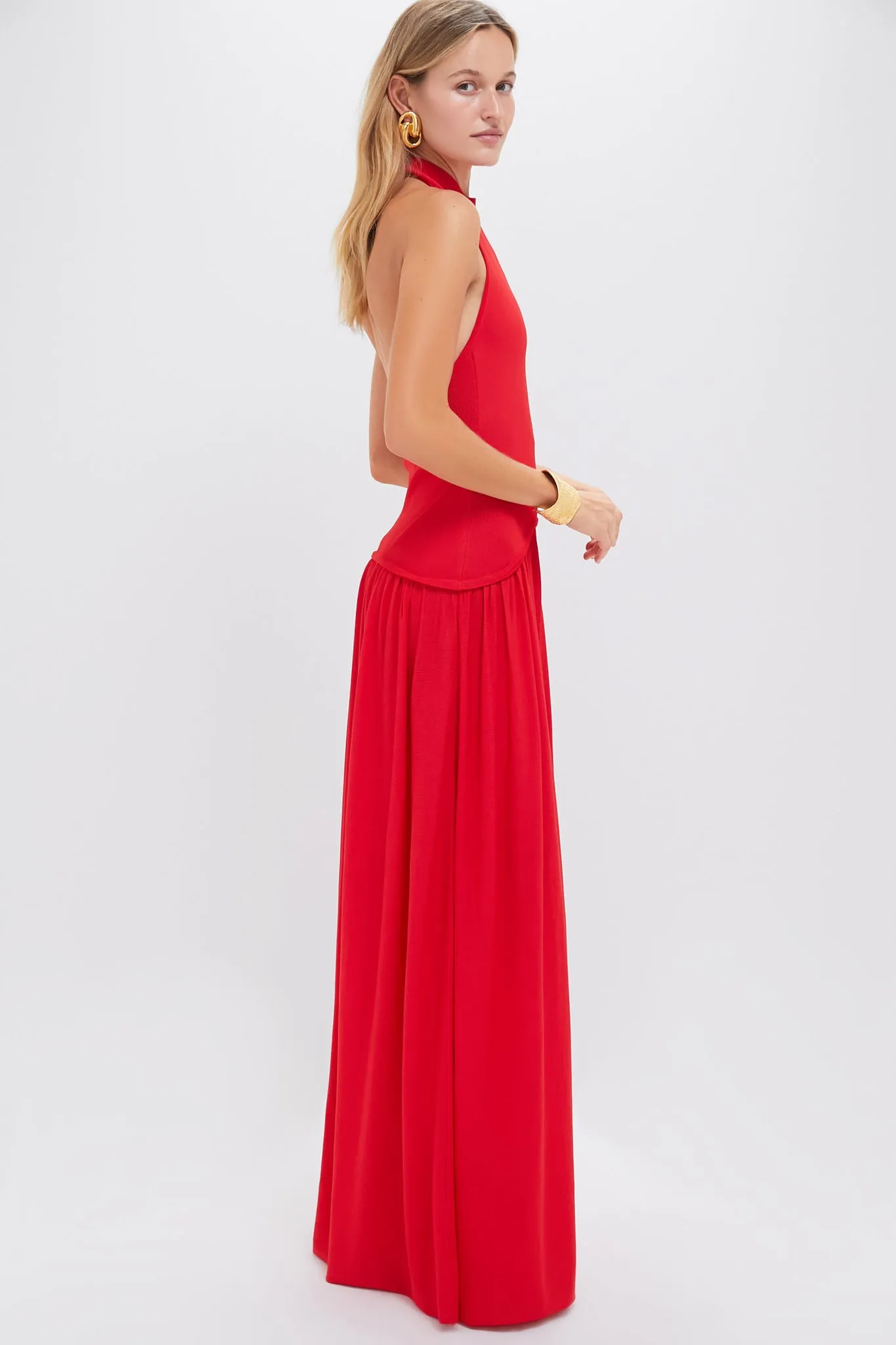 Apple Red Soglio Halter Dress