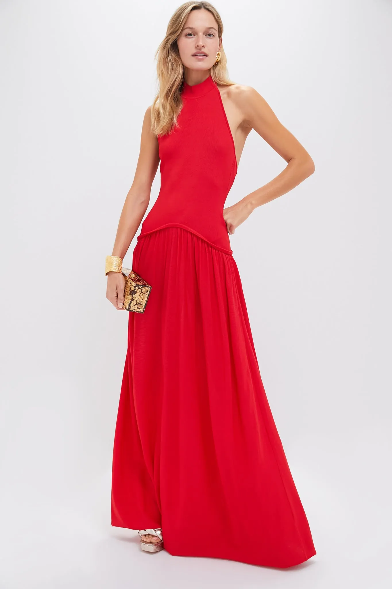 Apple Red Soglio Halter Dress