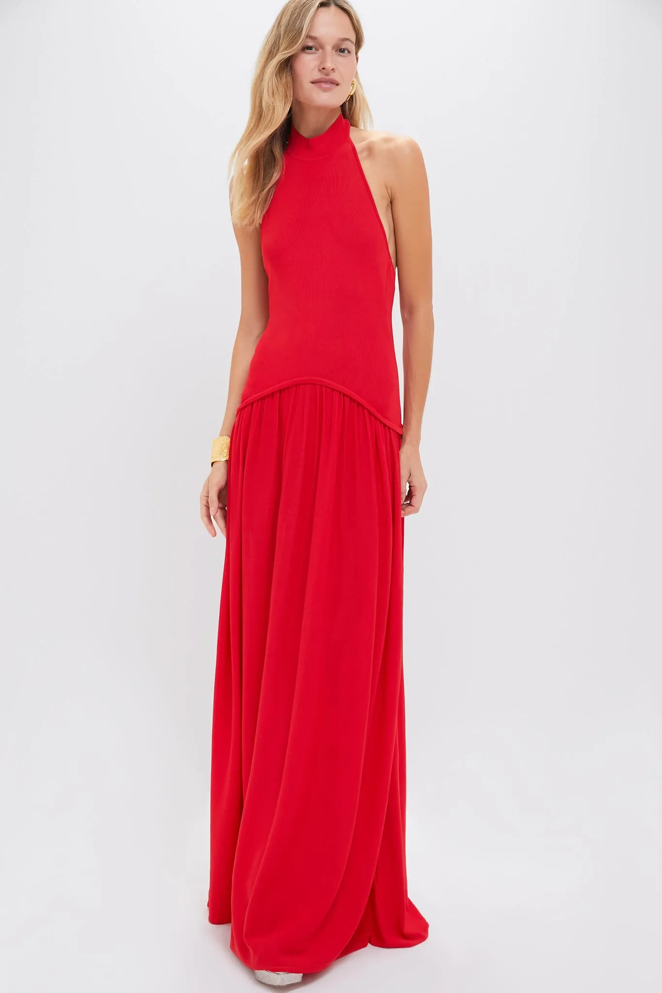 Apple Red Soglio Halter Dress