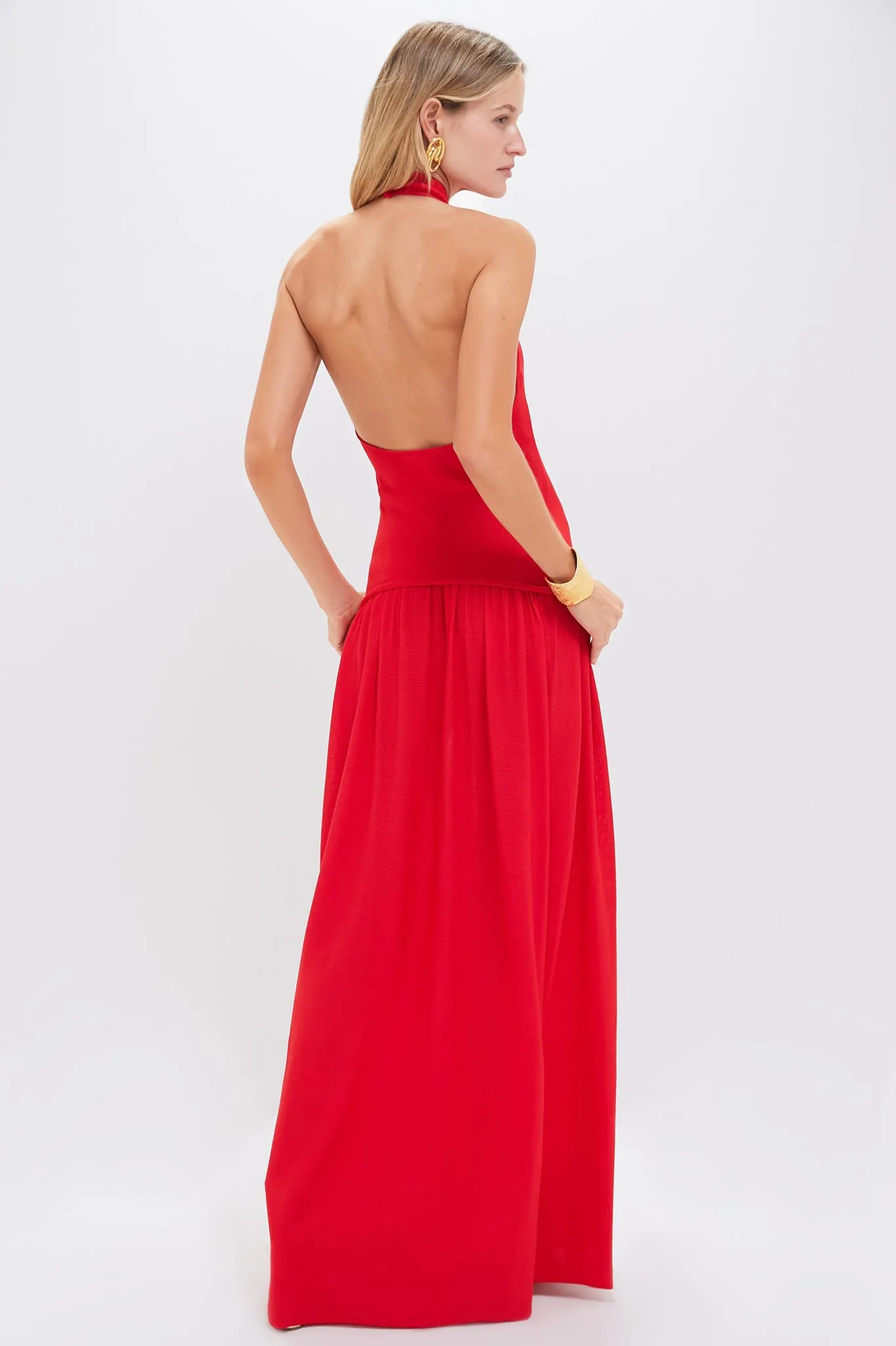 Apple Red Soglio Halter Dress