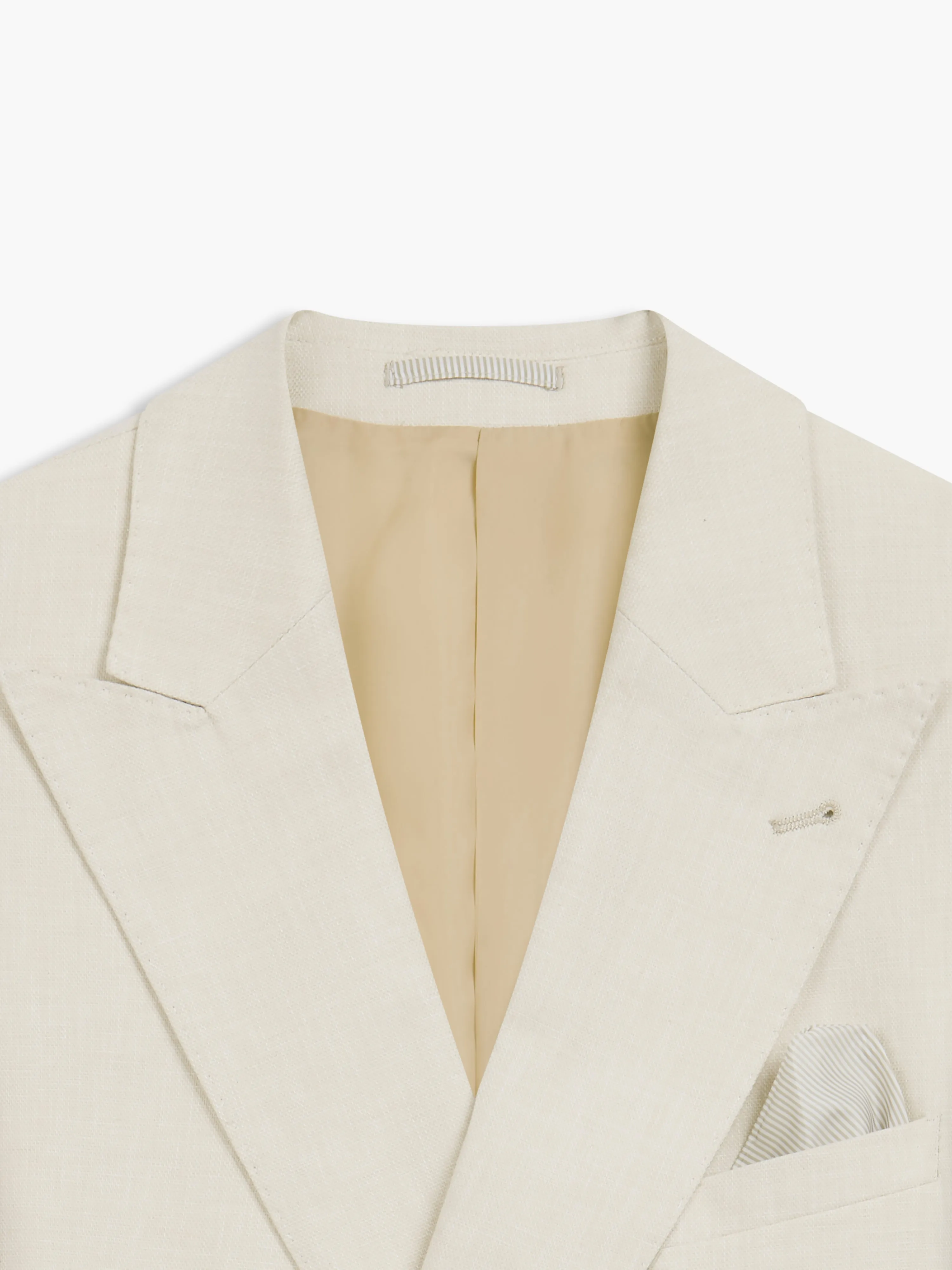 Archer Linen-Blend Slim Double Breasted Ecru Suit Jacket