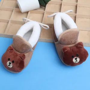 Baby Moo 3D Bear Soft Slip-On Anti-Skid Plush Warm Booties - Brown