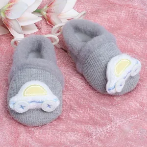 Baby Moo 3D Car Soft Slip-On Anti-Skid Plush Warm Booties - Grey