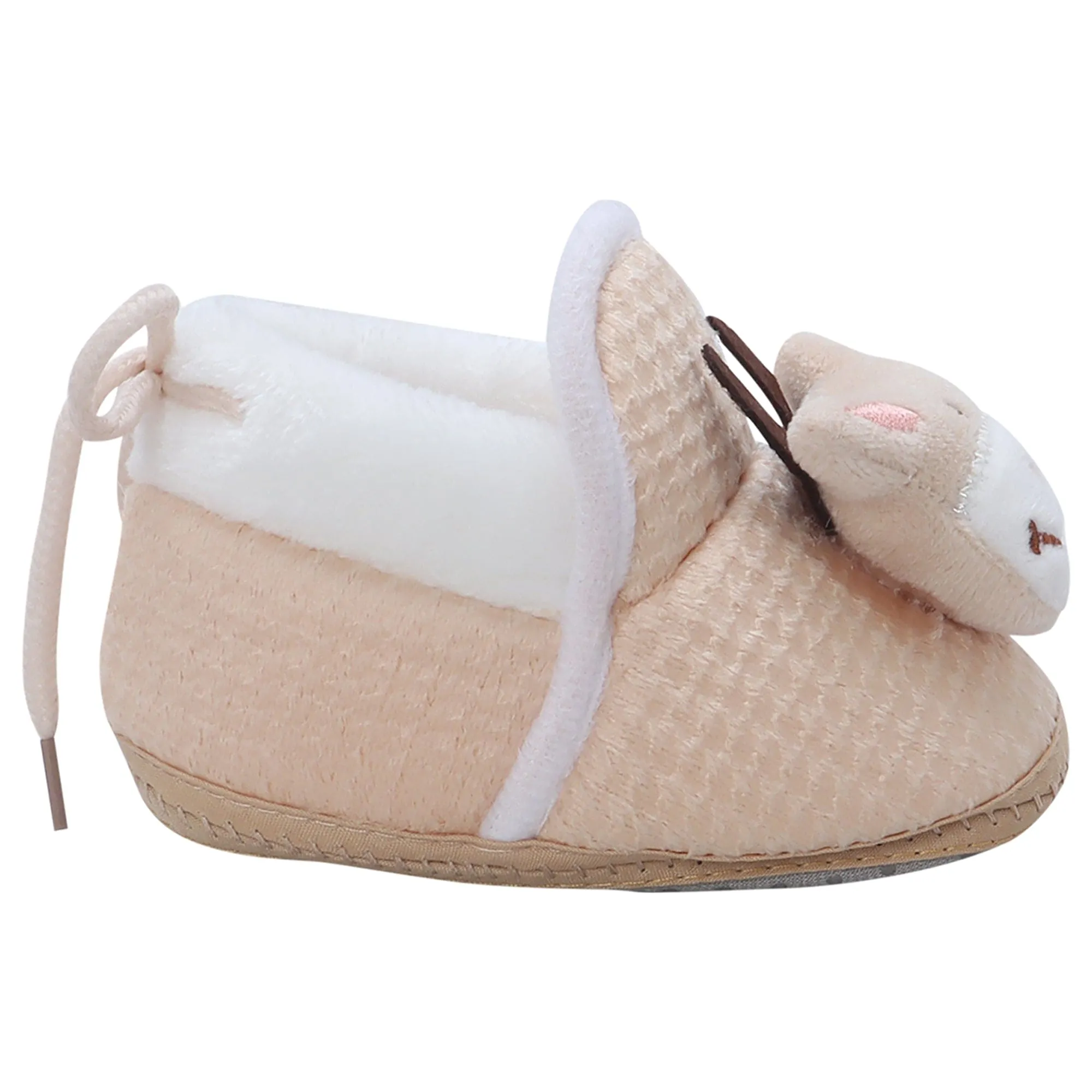 Baby Moo 3D Cow Soft Slip-On Anti-Skid Plush Warm Booties - Beige