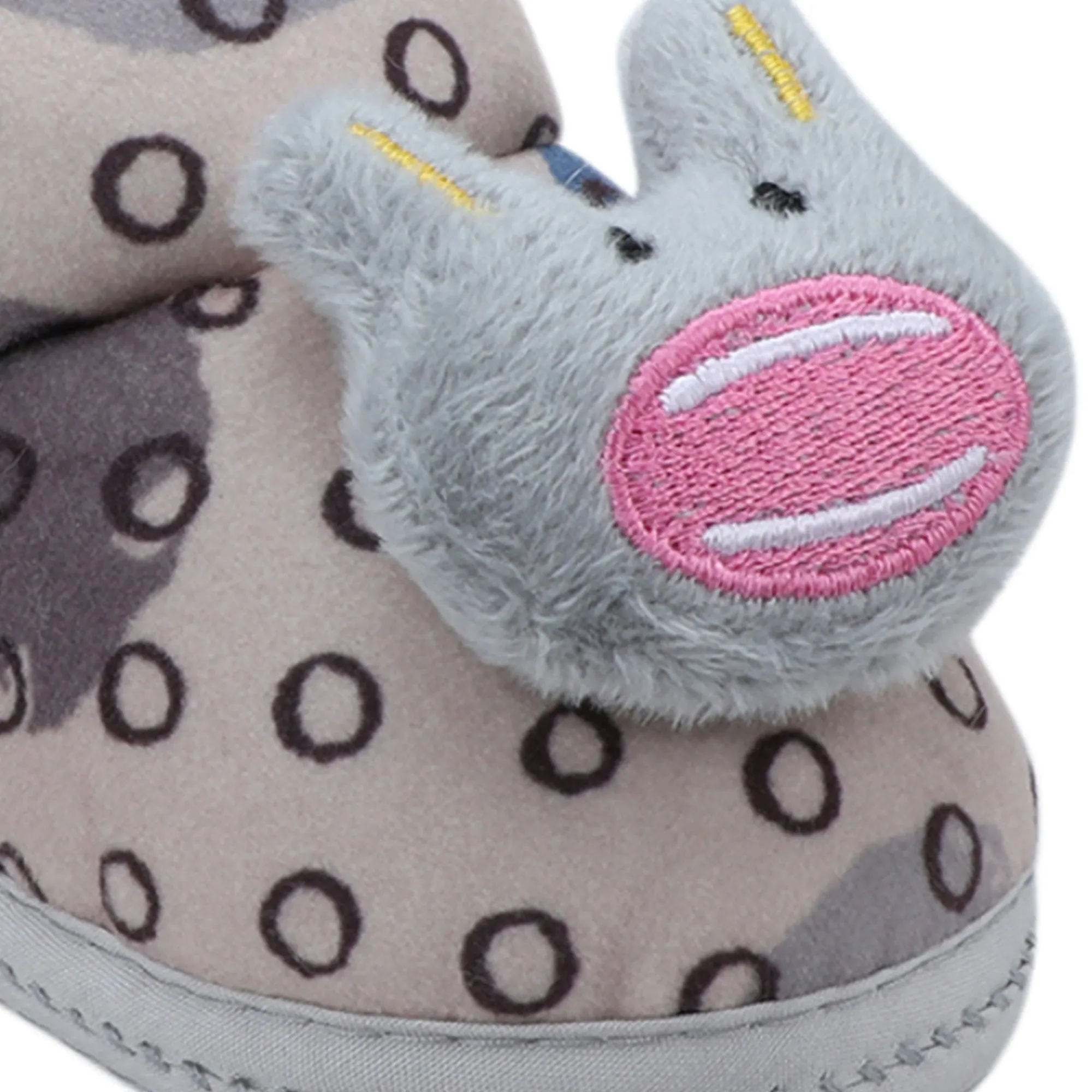 Baby Moo 3D Scout Kitty Soft Slip-On Anti-Skid Plush Warm Booties - Beige