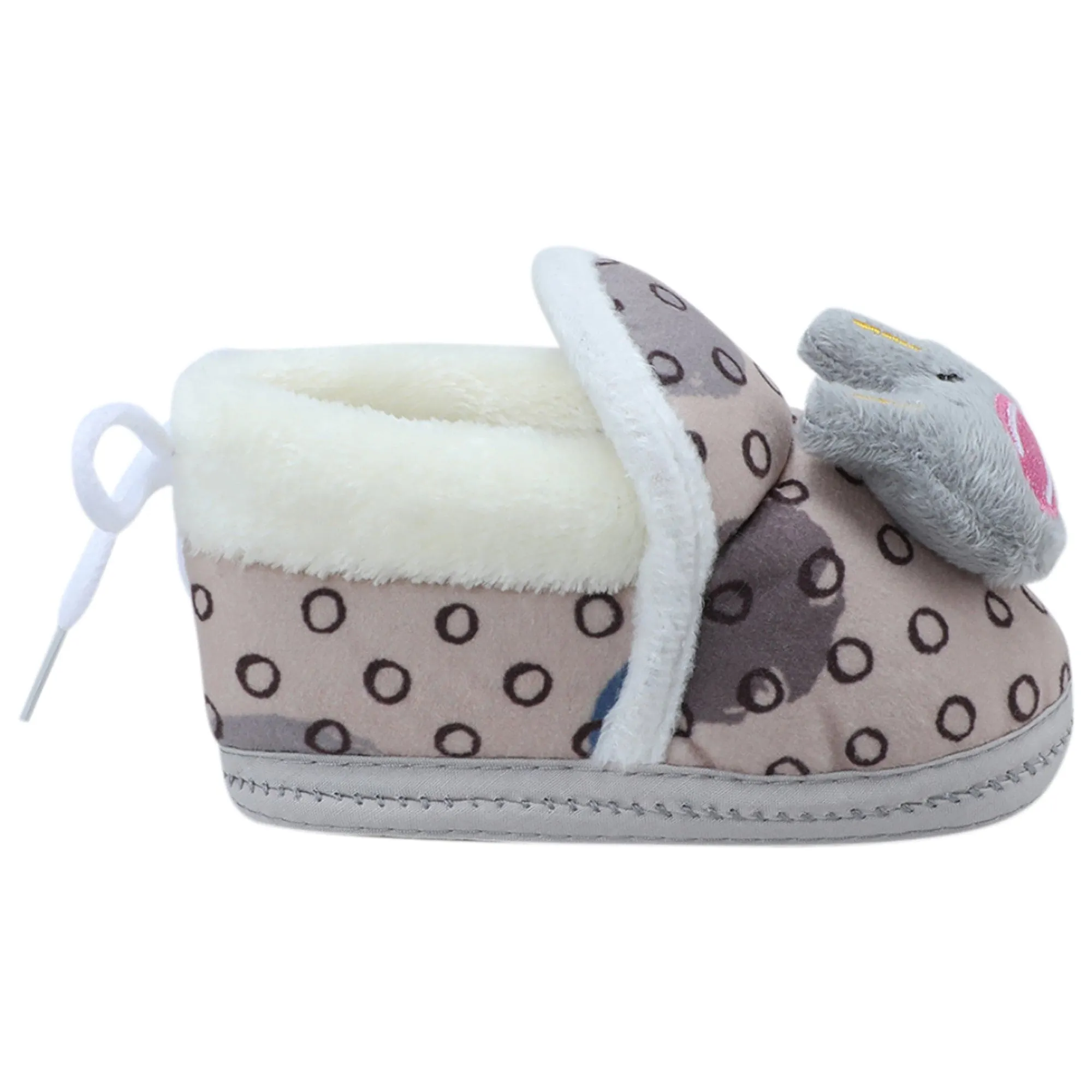 Baby Moo 3D Scout Kitty Soft Slip-On Anti-Skid Plush Warm Booties - Beige