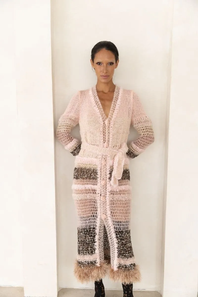 BABY PINK HANDMADE KNITTED CARDIGAN