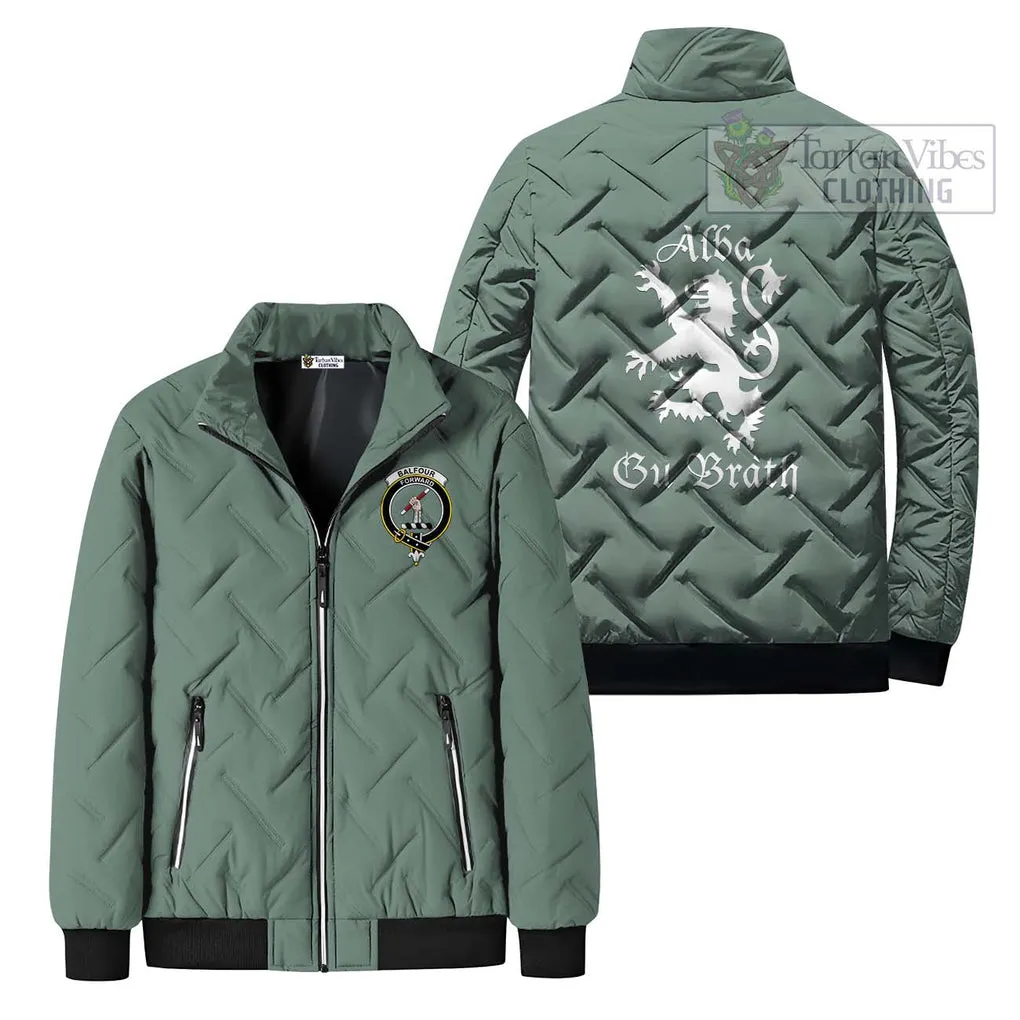 Balfour Family Crest Padded Cotton Jacket Lion Rampant Alba Gu Brath Style