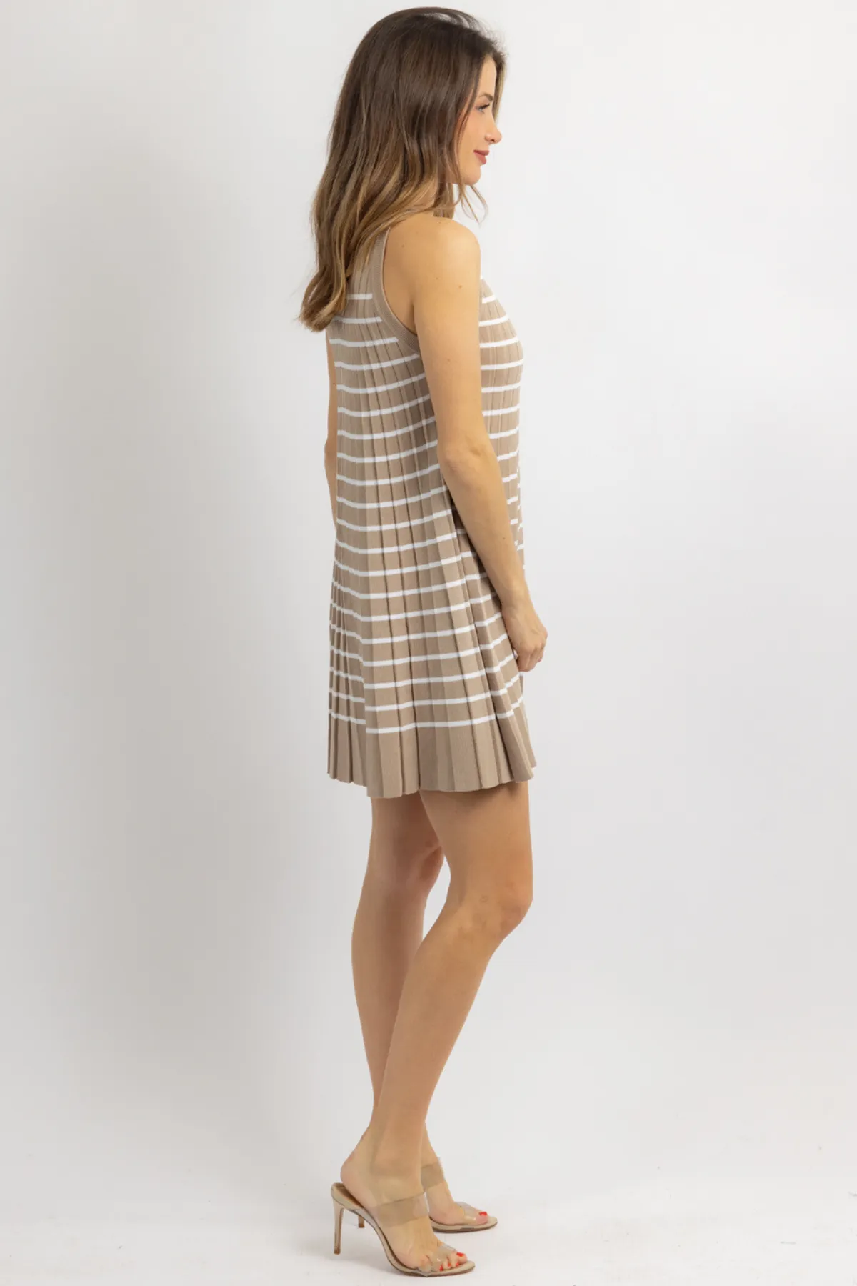 BASELINE TAUPE STRIPE KNIT DRESS