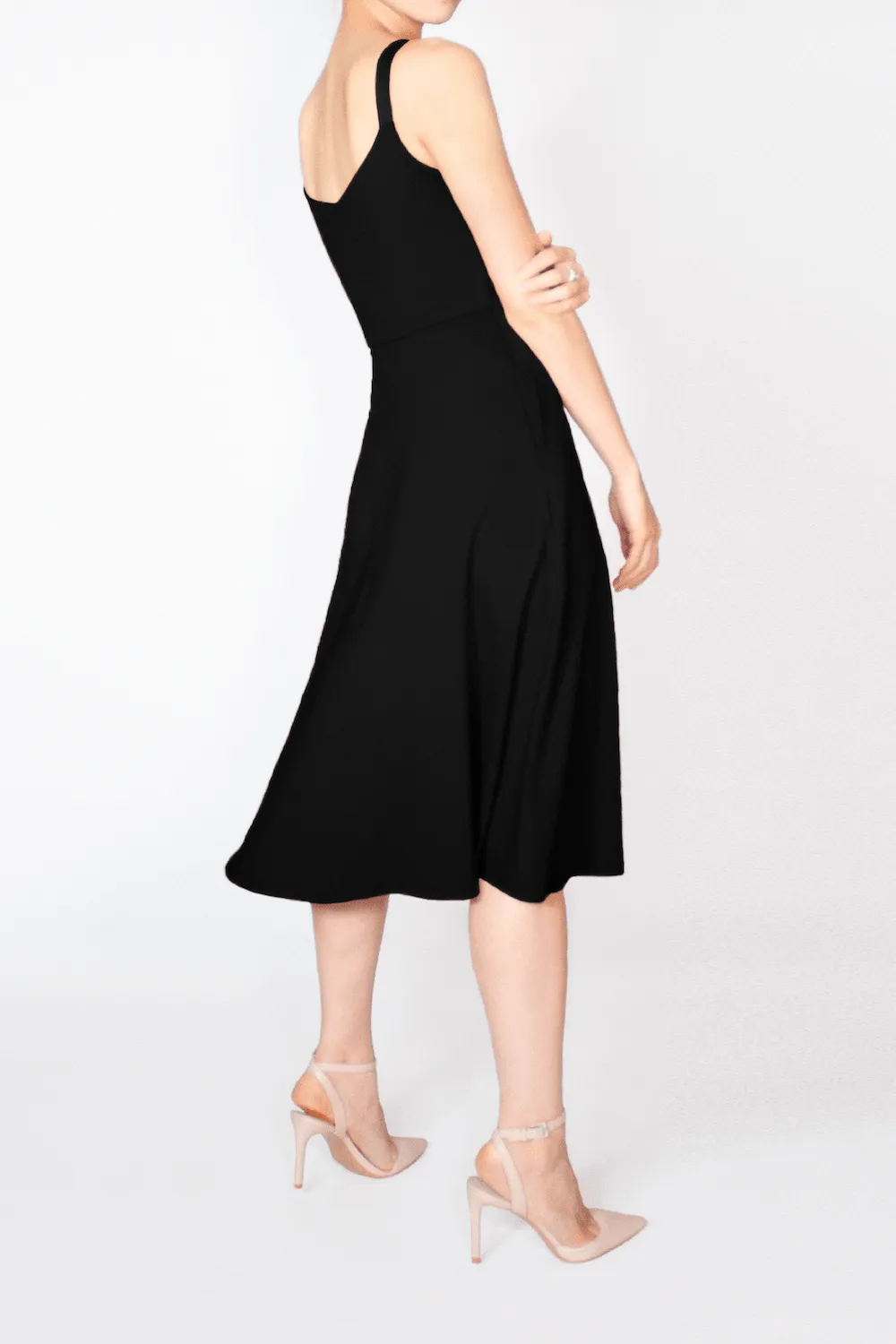 BCI Cotton A-Line Midi Dress -- Black