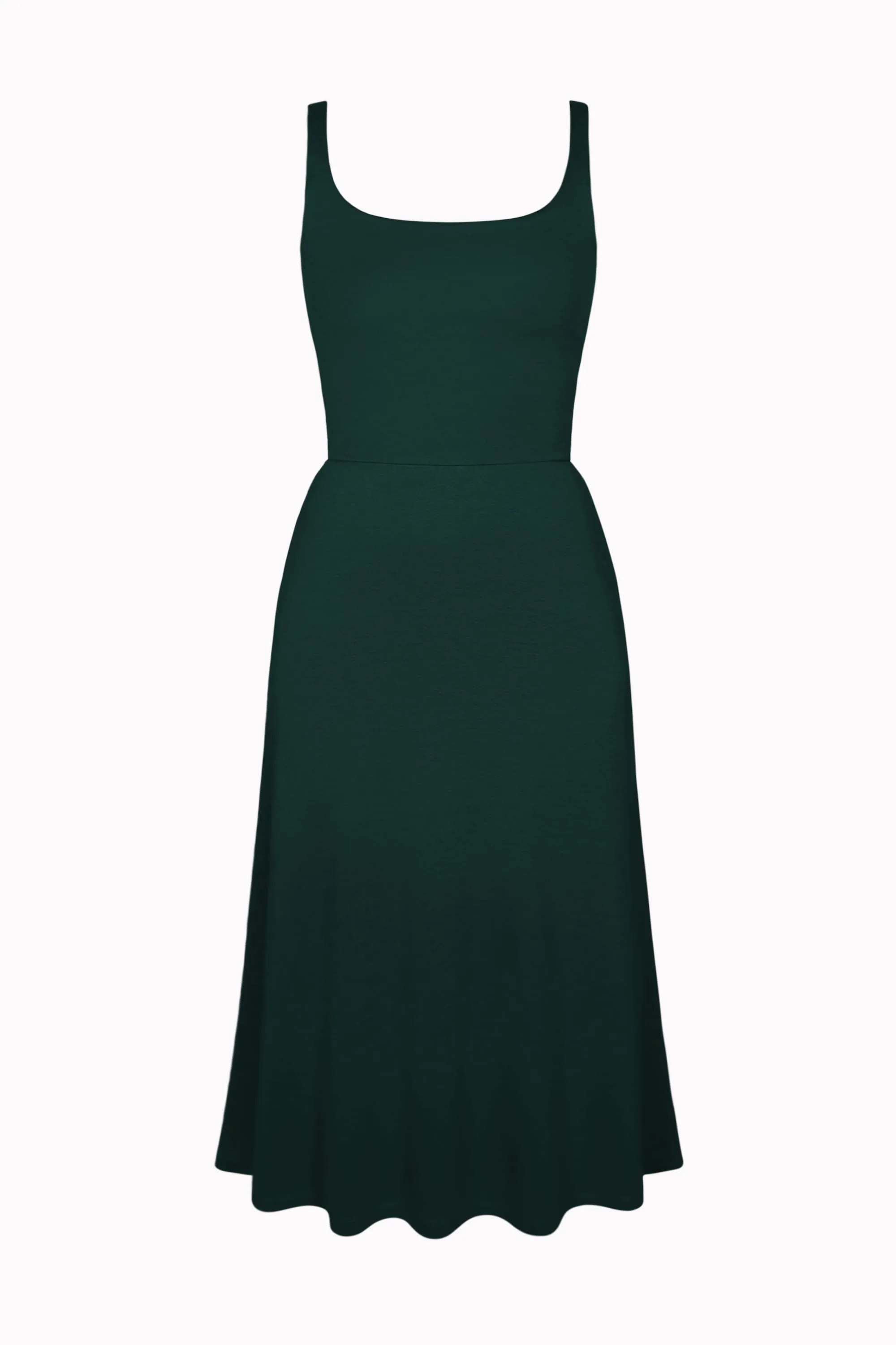 BCI Cotton A-Line Midi Dress -- Emerald Green