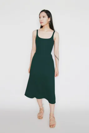 BCI Cotton A-Line Midi Dress -- Emerald Green