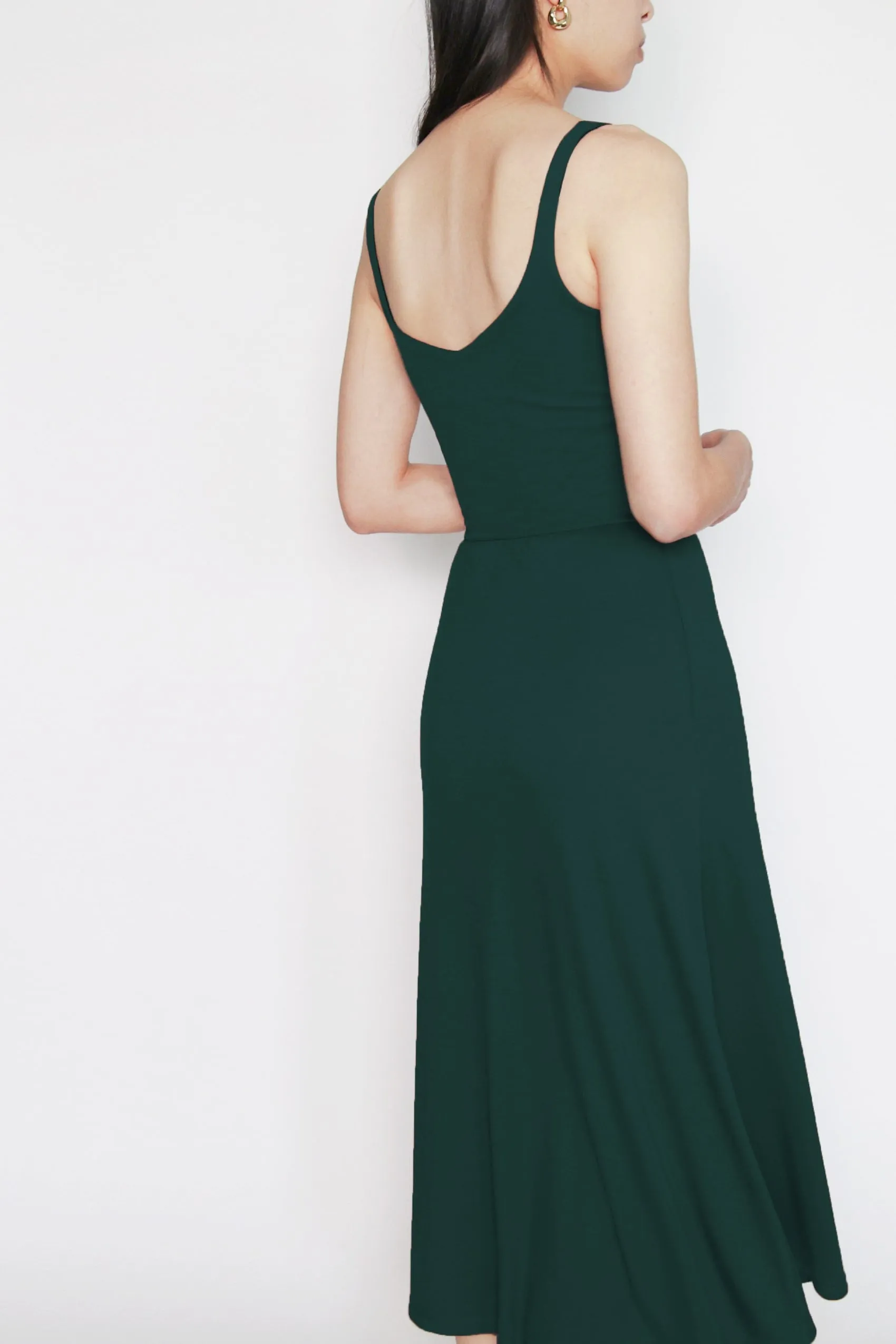 BCI Cotton A-Line Midi Dress -- Emerald Green