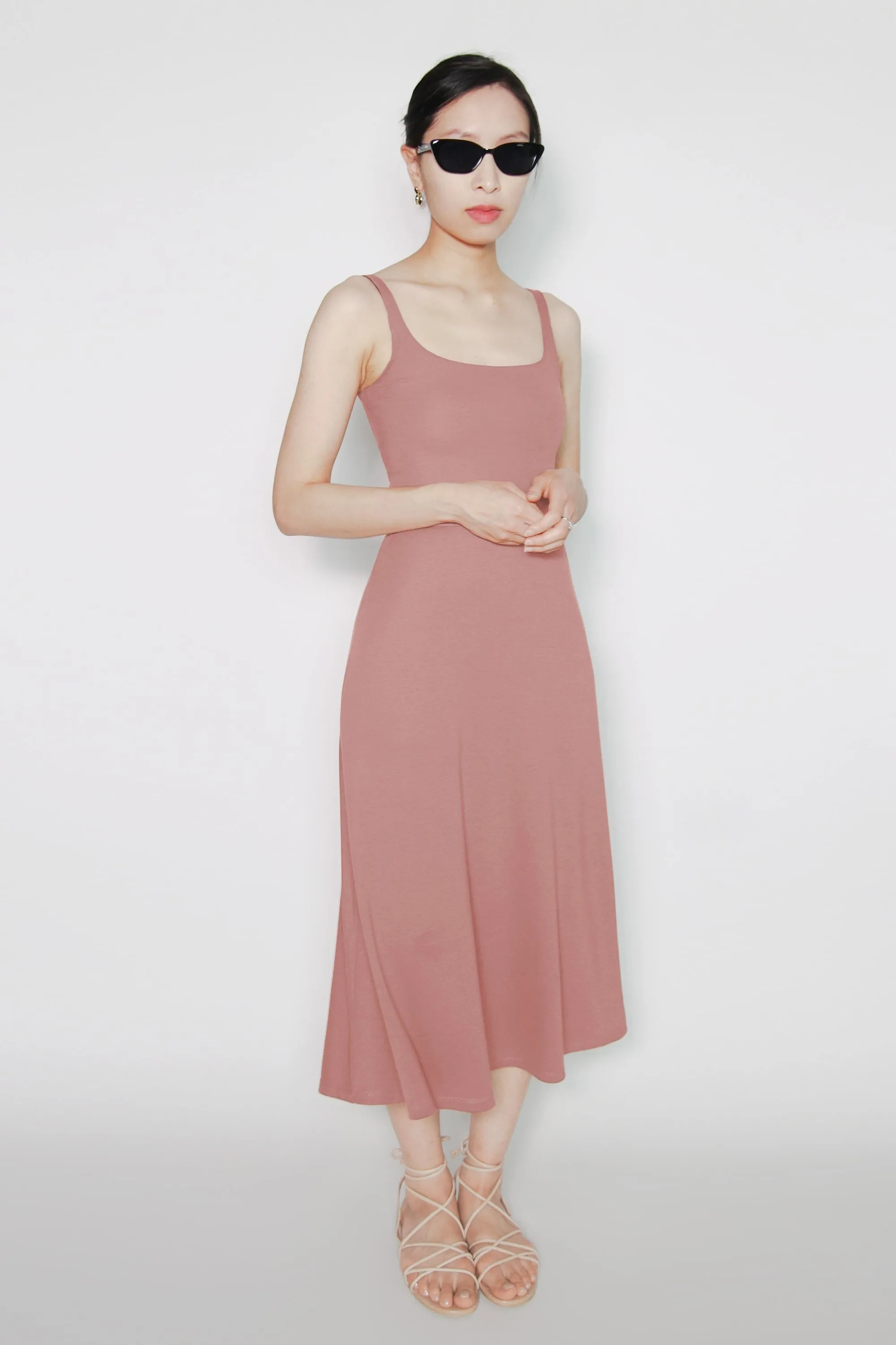 BCI Cotton A-Line Midi Dress -- Light Pink