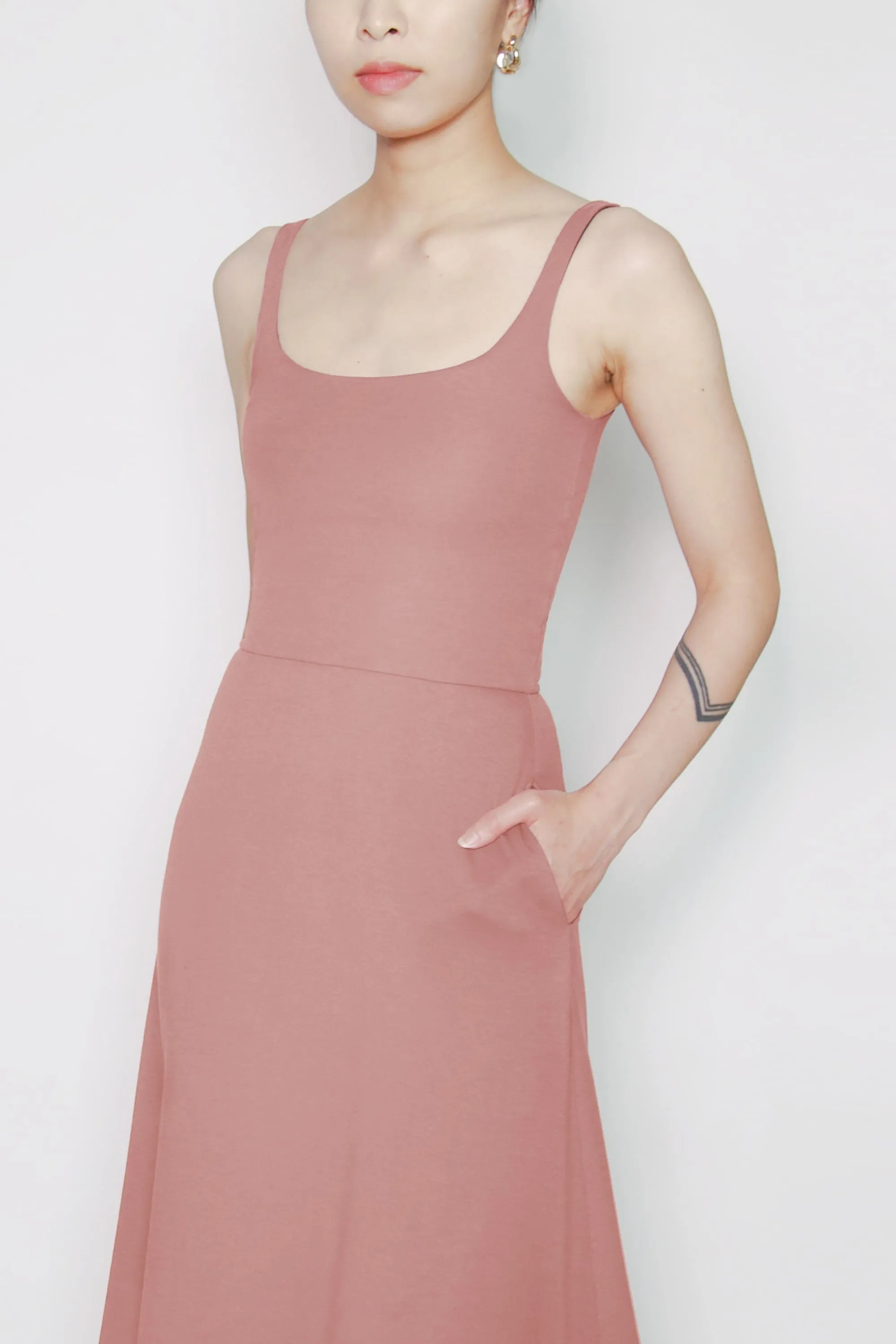 BCI Cotton A-Line Midi Dress -- Light Pink