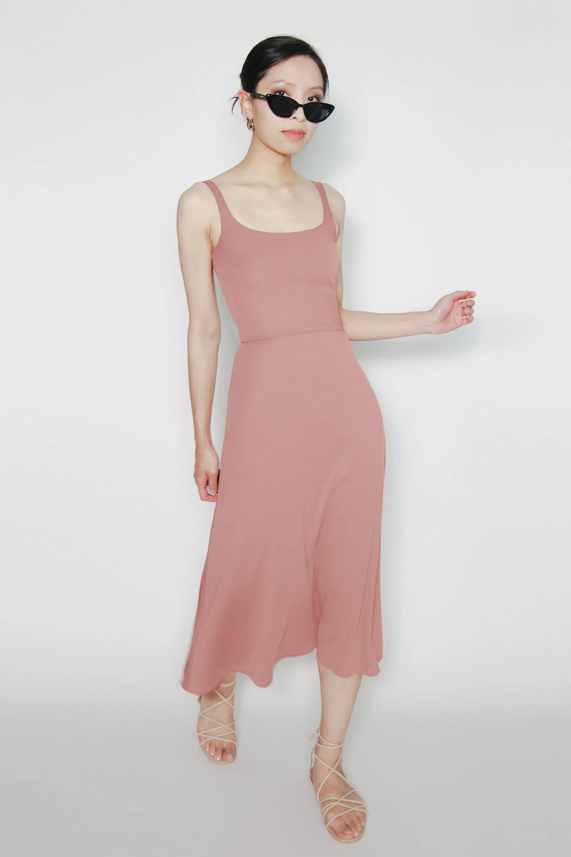 BCI Cotton A-Line Midi Dress -- Light Pink