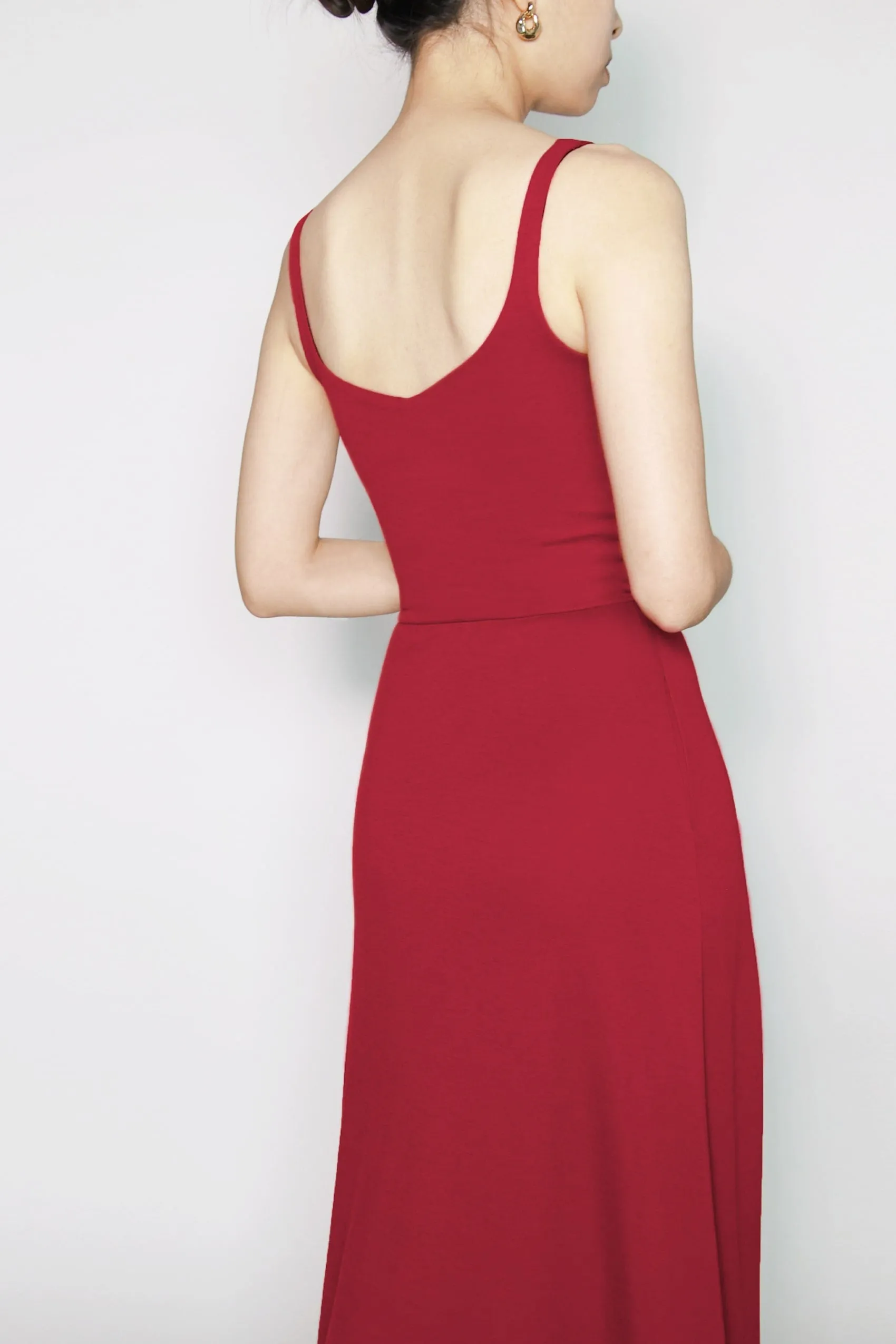 BCI Cotton A-Line Midi Dress -- Red