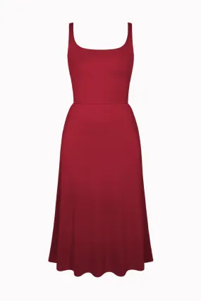 BCI Cotton A-Line Midi Dress -- Red