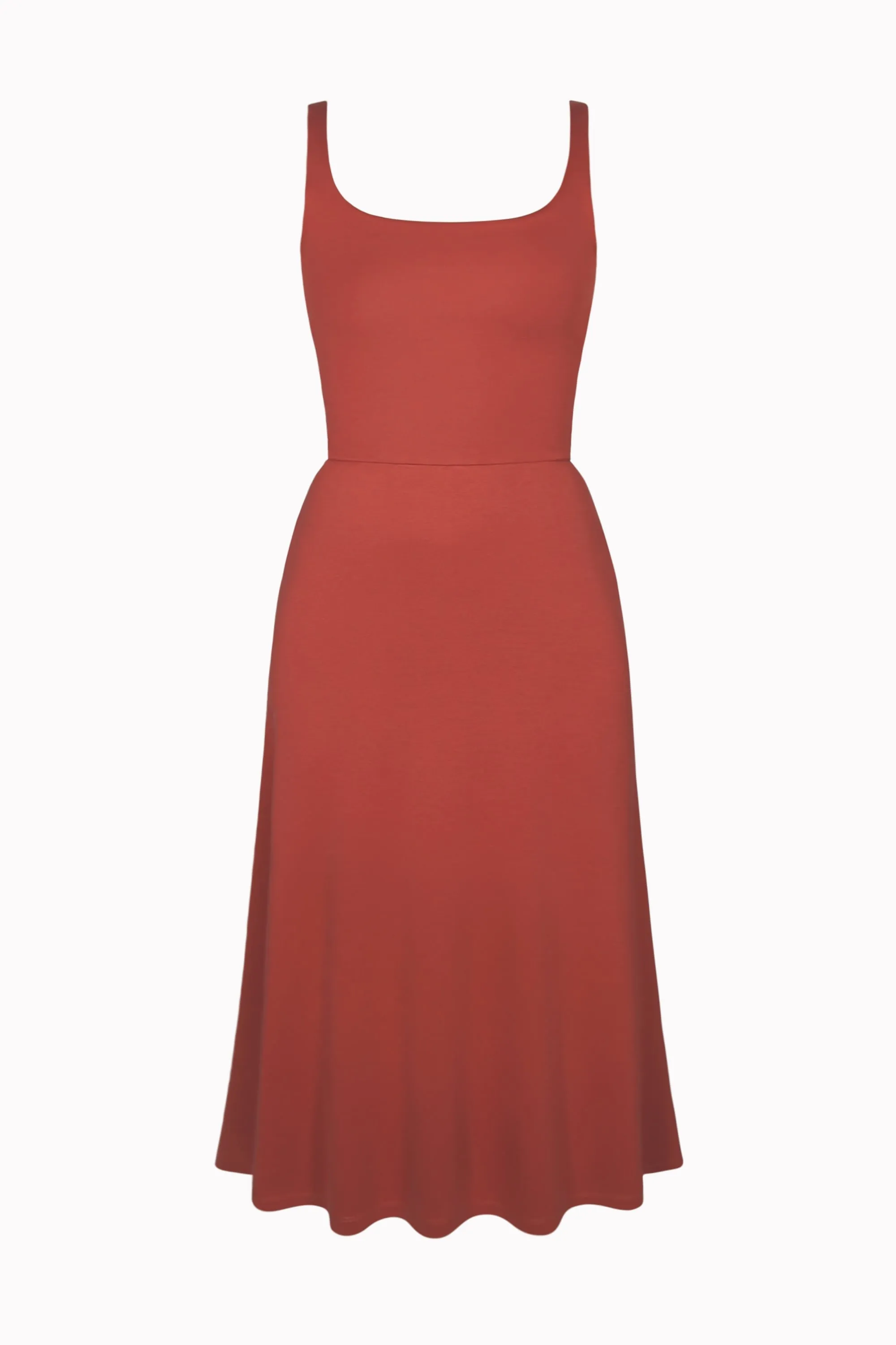 BCI Cotton A-Line Midi Dress -- Rust