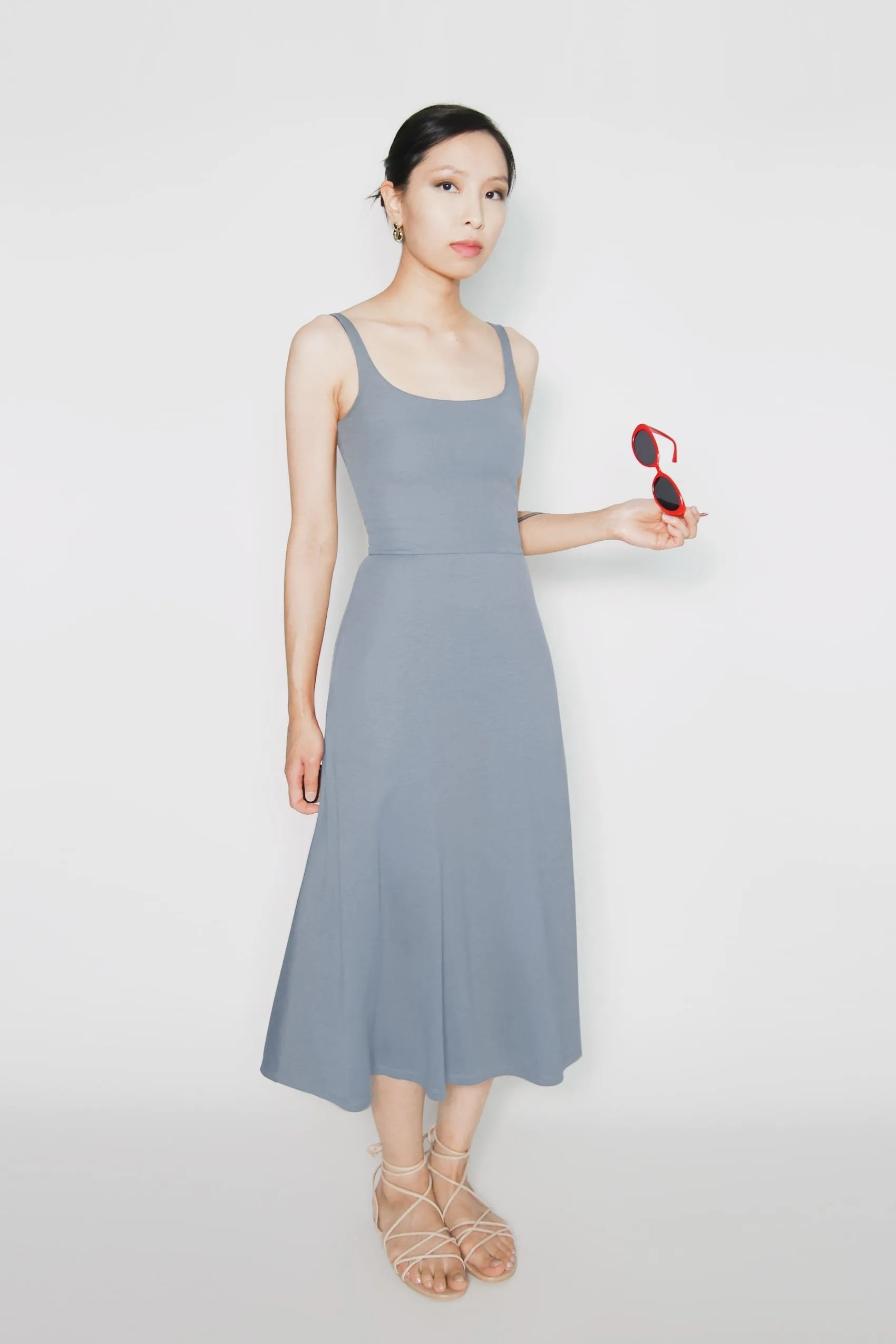 BCI Cotton A-Line Midi Dress -- Sky Blue