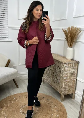 Beatrice Wine Leopard Trim Jacket