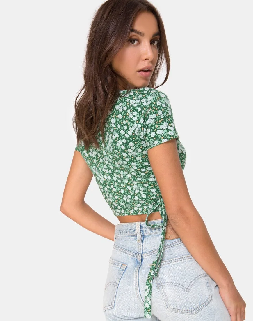 Bilen Top in Floral Field Green