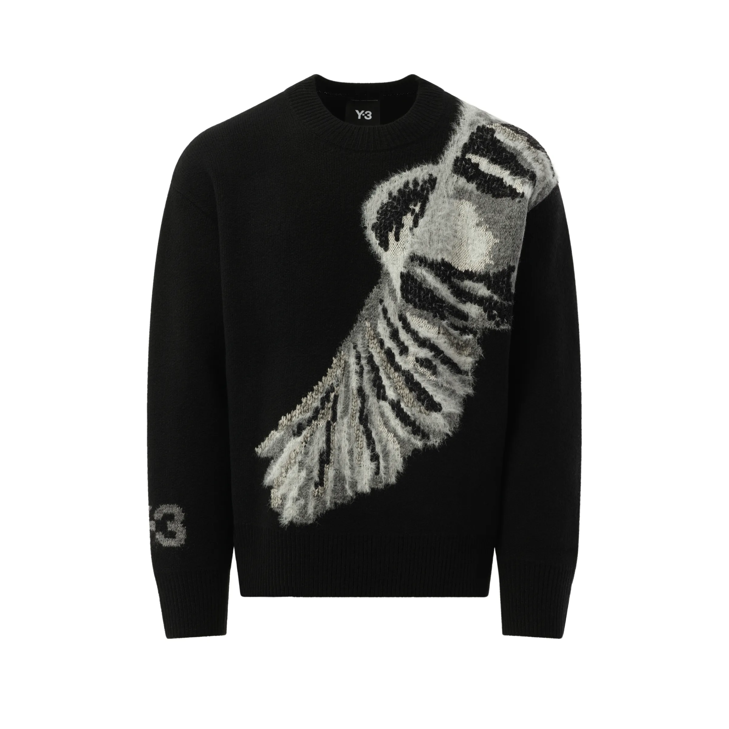 Bird Graphic Knit Sweater in Black