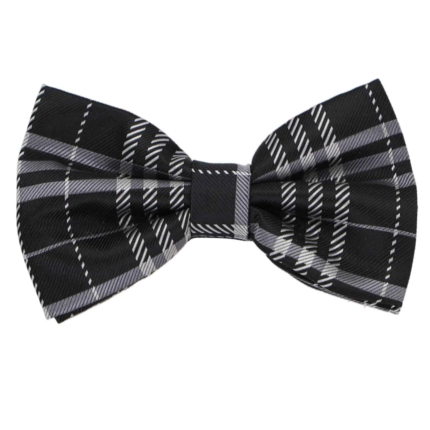 Black and Silver Casey Plaid Bow Tie