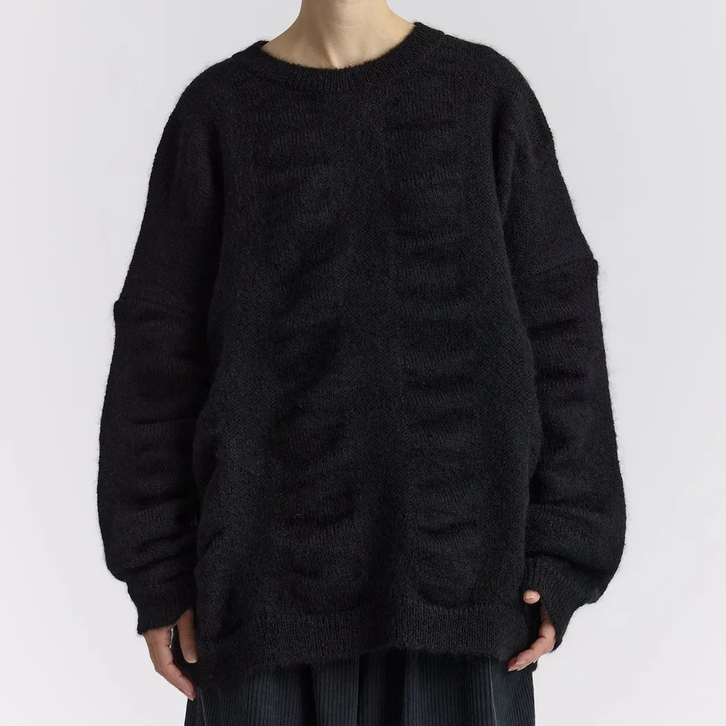 Black Crane Black Oversized Waterfall Mohair Blend Sweater